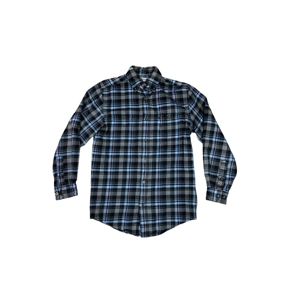 Carhartt Men Blue Plaid Long Sleeve Flannel Shirt Size S Blue Grey Red Black